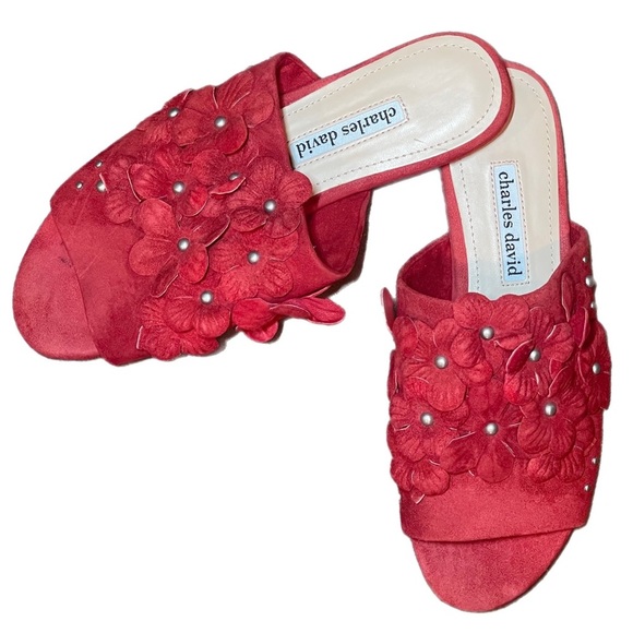 Charles David Red Suede Sicilian Women’s Slides Flats Size 7M - Picture 9 of 13